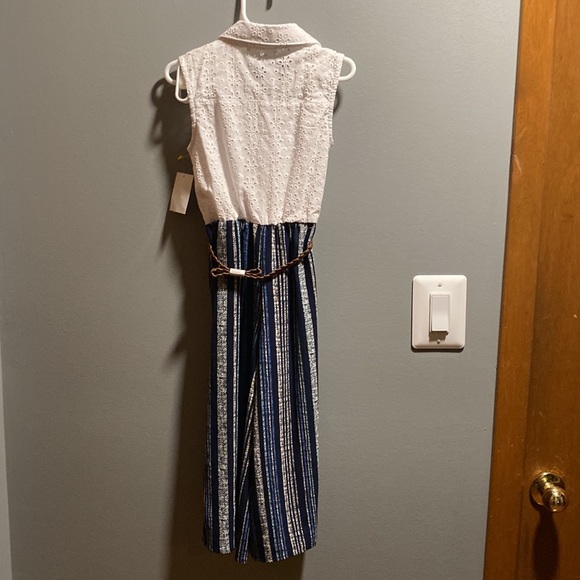 BRAND NEW GIRLS STRIPE JUMPSUIT SIZE 6 COMES WITH BELT! NWT! SMOKE FREE HOME! - Picture 5 of 5